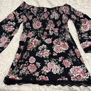 Xhilaration Floral Off-Shoulder Smocked Dress XL